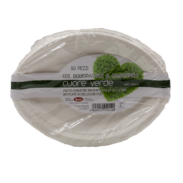 confezione di piatti in pura cellulosa biodegradabile