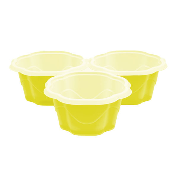 tris di coppette per gelato monouso in plastica gialla