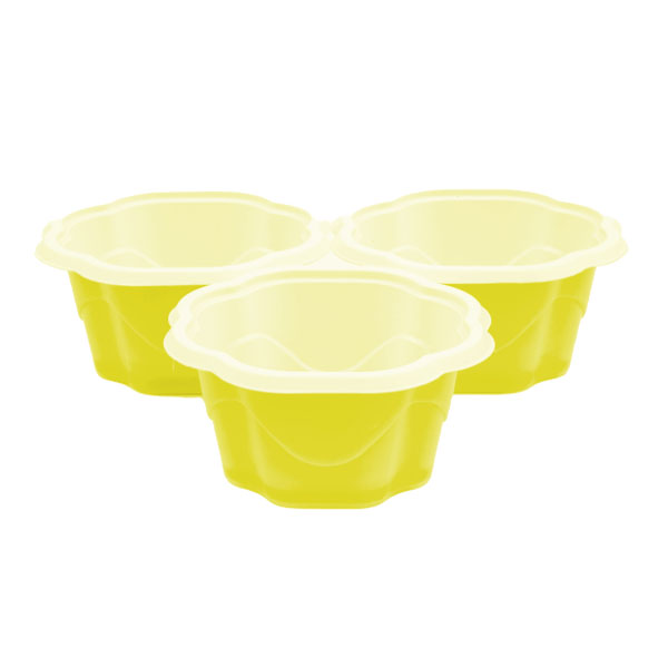tris di coppette per gelato monouso in plastica gialla