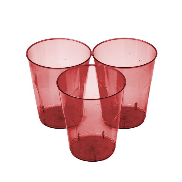 tris di bicchieri per chupito colore rosso