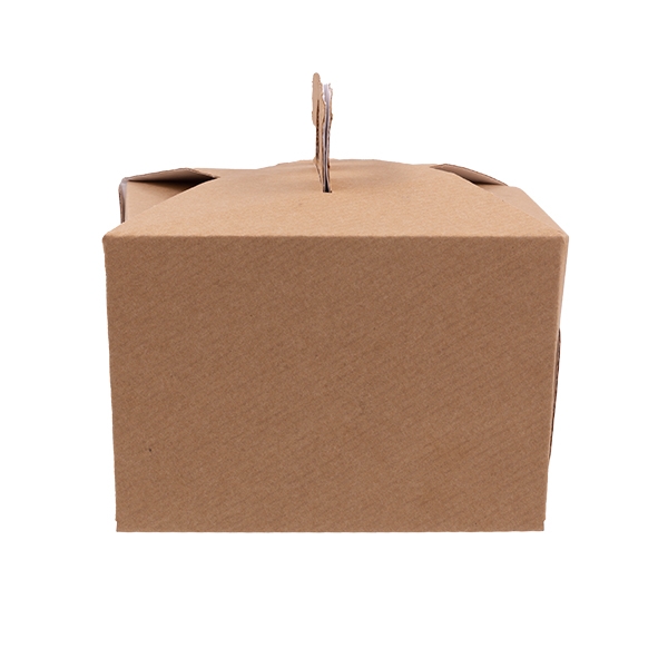 scatola per l'asporto di alimenti in cartoncino avana con manico a farfalla