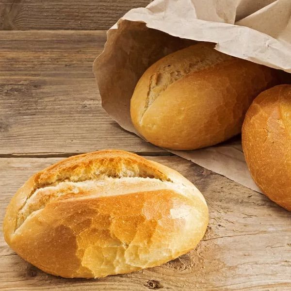 busta pane colore avana con panini bianchi
