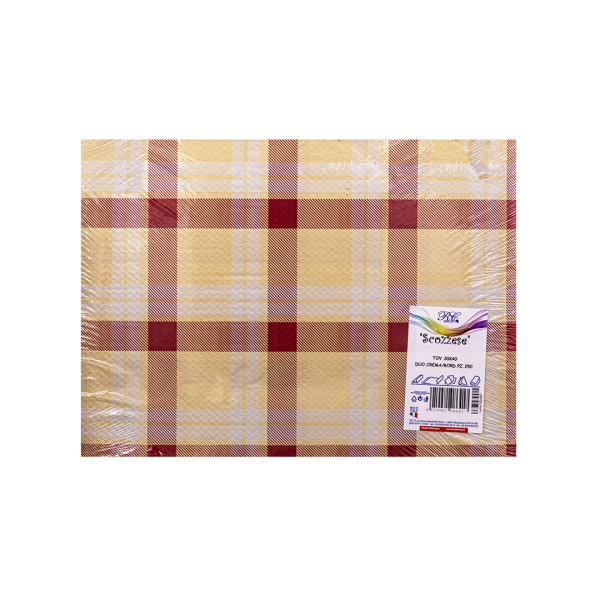 250 Tovagliette in carta politenate 30x40 cm stampa scozzesi crema bordeaux 03 T449 3