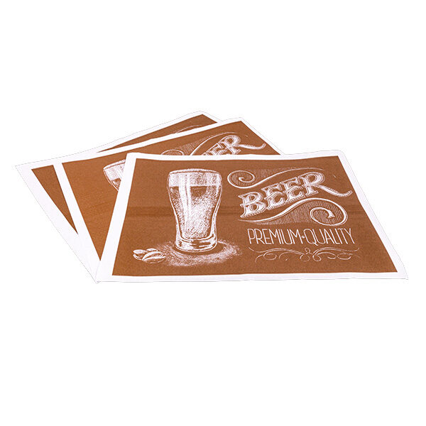 tris di tovagliette colore avana monouso monoposto in carta decoro boccale di birra prima qualità