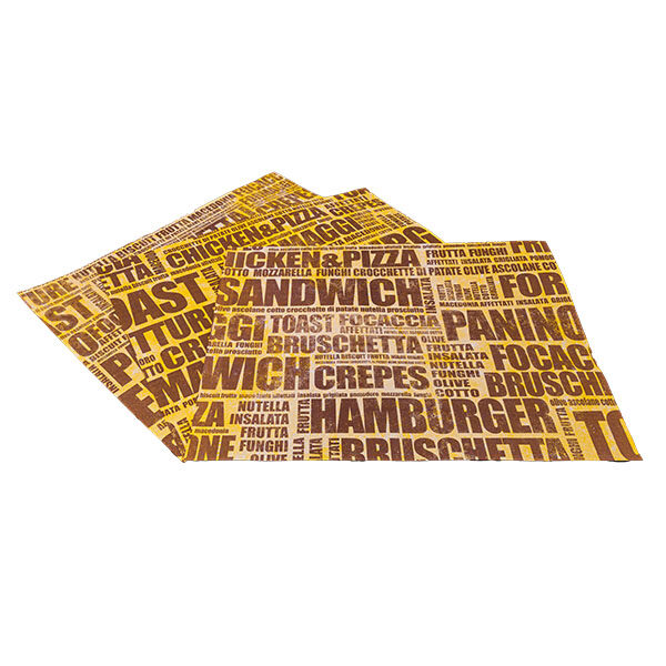 tris di tovagliette monouso monoposto in carta paglia decoro testo food