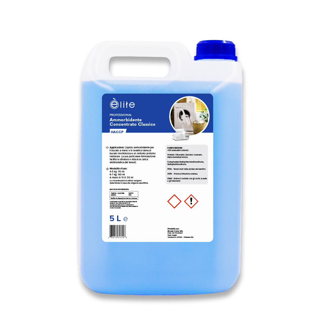 Elite detergente concentrato professional HACCP ammorbidente profumazione classica 5lt 01.4 CC170300