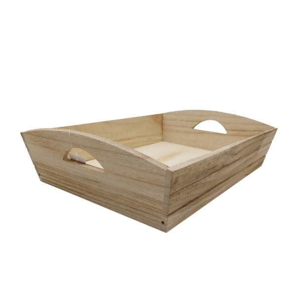 4  Ceste vassoio in legno di Acacia naturale 37x26,5cm h10cm - immagine 3