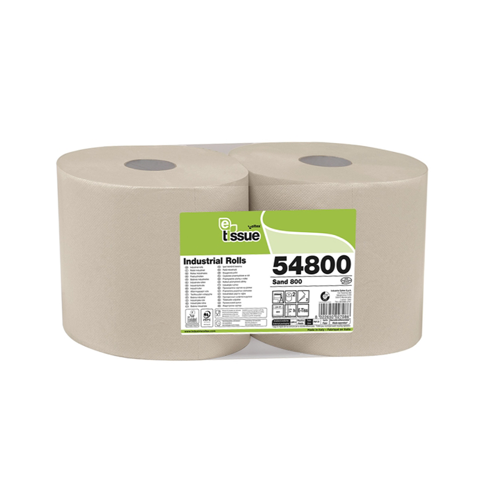 Rotoloni industriali Sand 800 natural 1x2 800strappi 2,8kg 2veli 10 TISSUEROLLS 58800