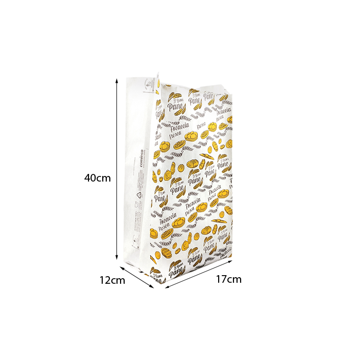 10 kg Buste pane 17x40 cm bianche con stampa pura cellulosa n. 6 45gr 2 10 kg Buste pane 17x40 cm bianche con stampa pura cellulosa n. 6 45gr - immagine 2