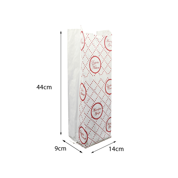 10 kg Buste pane 14x44 cm bianche con stampa pura cellulosa 2 10 kg Buste pane 14x44 cm bianche con stampa pura cellulosa - immagine 2