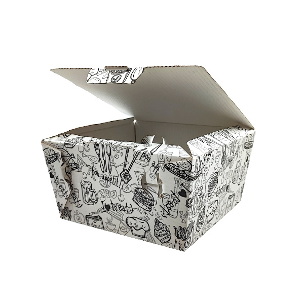 100 Box portapanino hamburger bianco con stampa 15,5x15,5x12h 3 100 Box portapanino hamburger bianco con stampa 15,5x15,5x12h - immagine 3