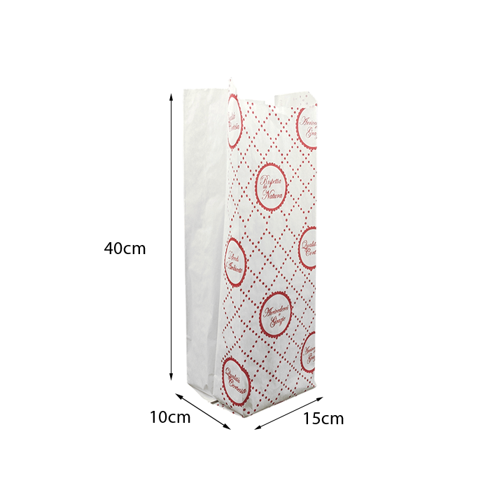 10 kg Buste pane 15x40 cm bianche con stampa pura cellulosa 45gr n. 5 2 10 kg Buste pane 15x40 cm bianche con stampa pura cellulosa 45gr n. 5 - immagine 2