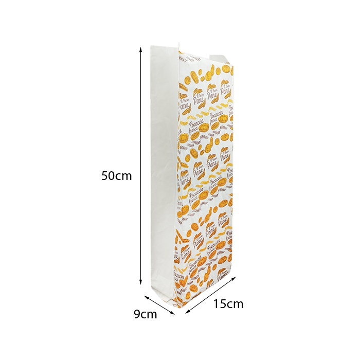 10 kg Buste pane 15x50 cm bianche con stampa pura cellulosa 45gr n. 5L 2 10 kg Buste pane 15x50 cm bianche con stampa pura cellulosa 45gr n. 5L - immagine 2