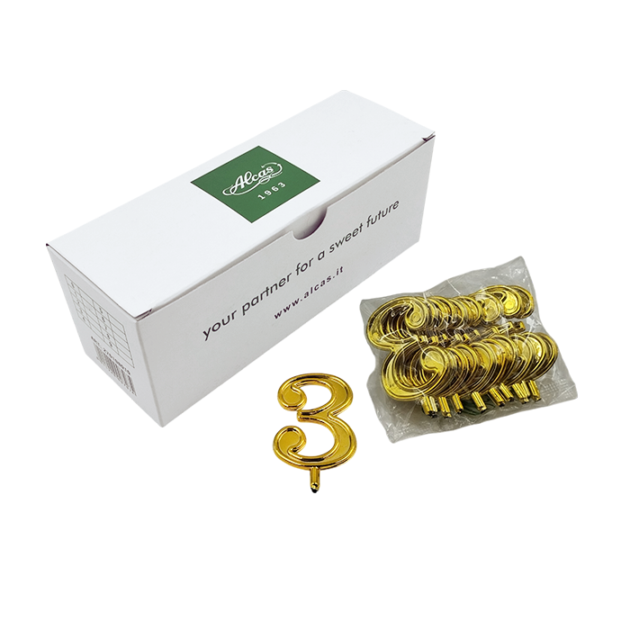 100 Numeri 3 per torte oro Alcas 3 100 Numeri 3 per torte oro Alcas - immagine 3