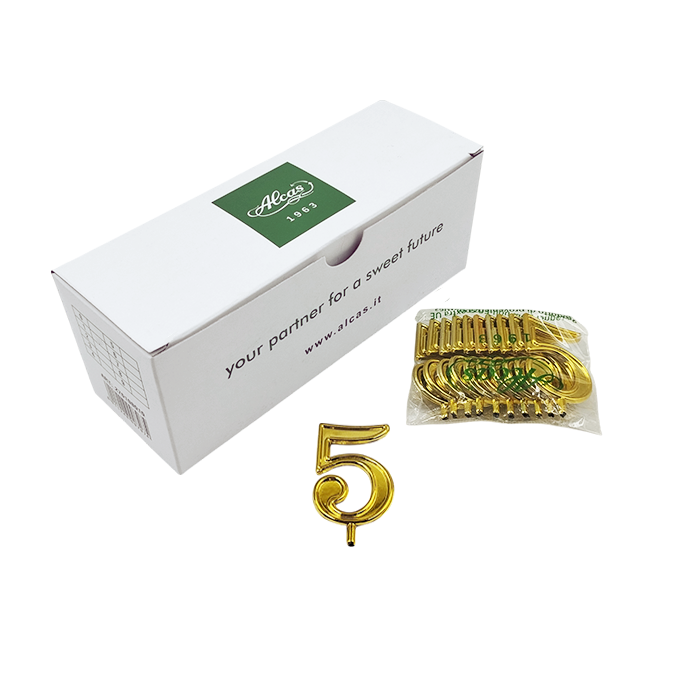 100 Numeri 5 per torte oro Alcas 3 100 Numeri 5 per torte oro Alcas - immagine 3