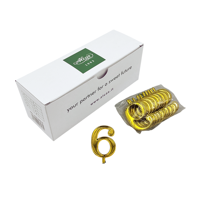 100 Numeri 6 per torte oro Alcas 3 100 Numeri 6 per torte oro Alcas - immagine 3