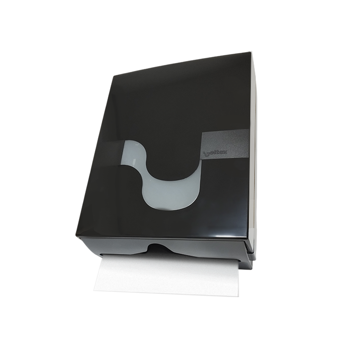 Dispenser megamini per asciugamani piegati nero 28x13x36h cm 2 Dispenser megamini per asciugamani piegati nero 28x13x36h cm - immagine 2