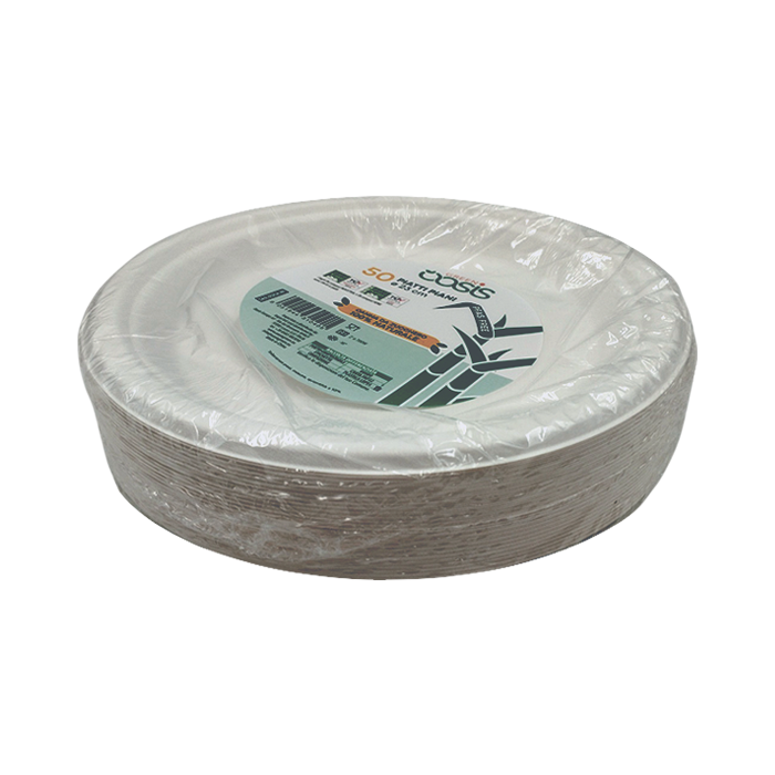 50 Piatti piani canna da zucchero 23 cm Pfas free 100%naturale 5 50 Piatti piani canna da zucchero 23 cm Pfas free 100%naturale - immagine 5