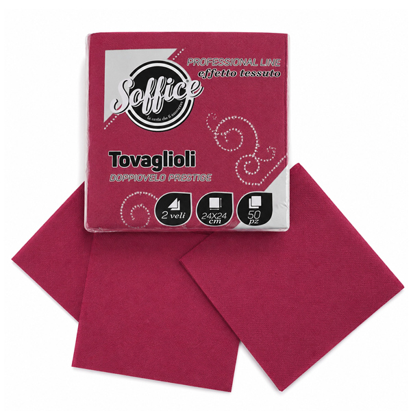 50 Tovaglioli Soffice 24x24 cm bordeaux 2 50 Tovaglioli Soffice 24x24 cm bordeaux - immagine 2