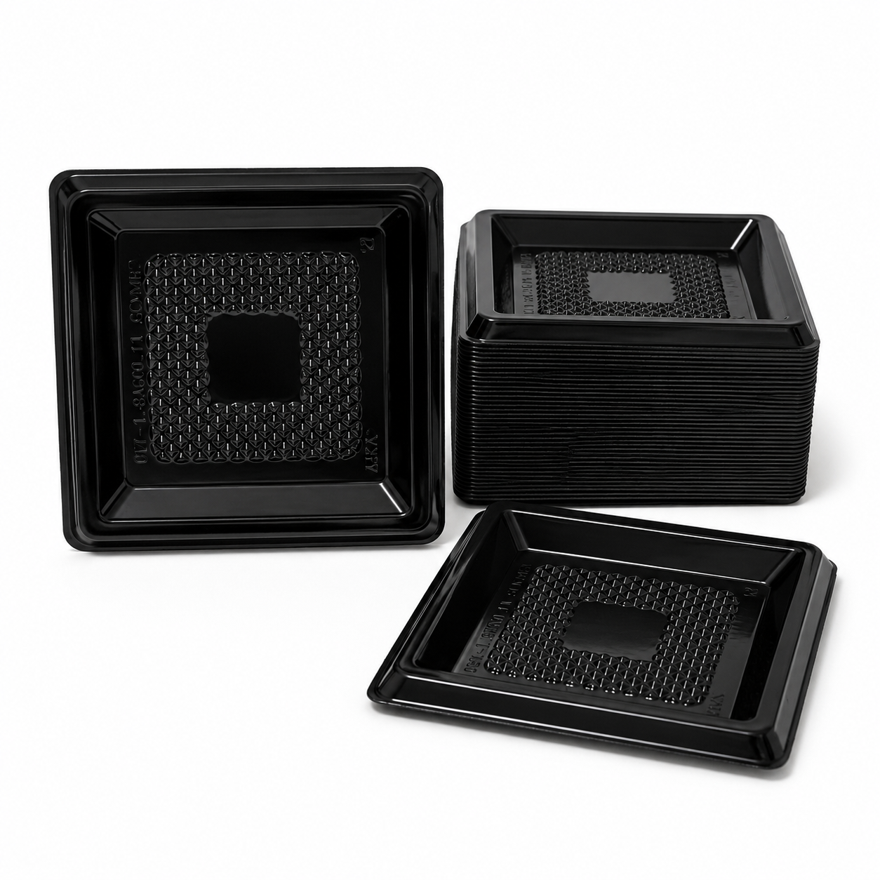 100 Vassoi Medorino nero Quadrato 6,5x6,5 cm pet 2 100 Vassoi Medorino nero Quadrato 6,5x6,5 cm pet - immagine 2