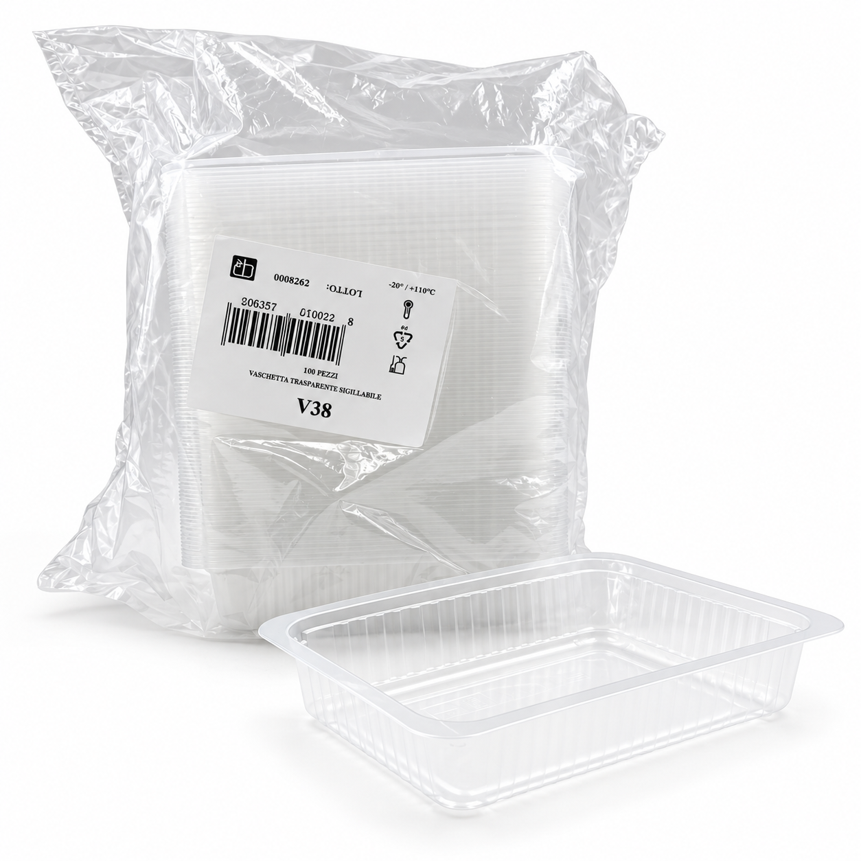 100 Vaschette trasparenti termosigillabili PP 13,7x19,2x38 650cc 2 100 Vaschette trasparenti termosigillabili PP 13,7x19,2x38 650cc - immagine 2